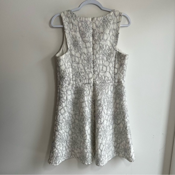 ROCK & SHINE | White and Silver Overlay Fit & Flare Dress - Picture 3 of 6